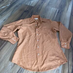 Vintage Brown Men’s Button Up Brown Dress Shirt Tailored In Hong Kong
